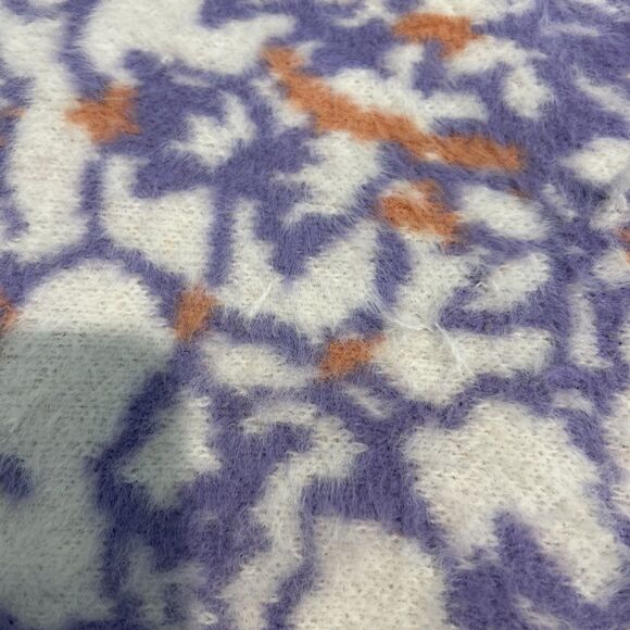 Anthropologie Cozy Knit Fable Throw Blanket Purple White Orange - Picture 7 of 10